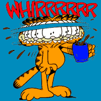 Garfield tomando cafe