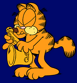 Garfield tocando el saxo